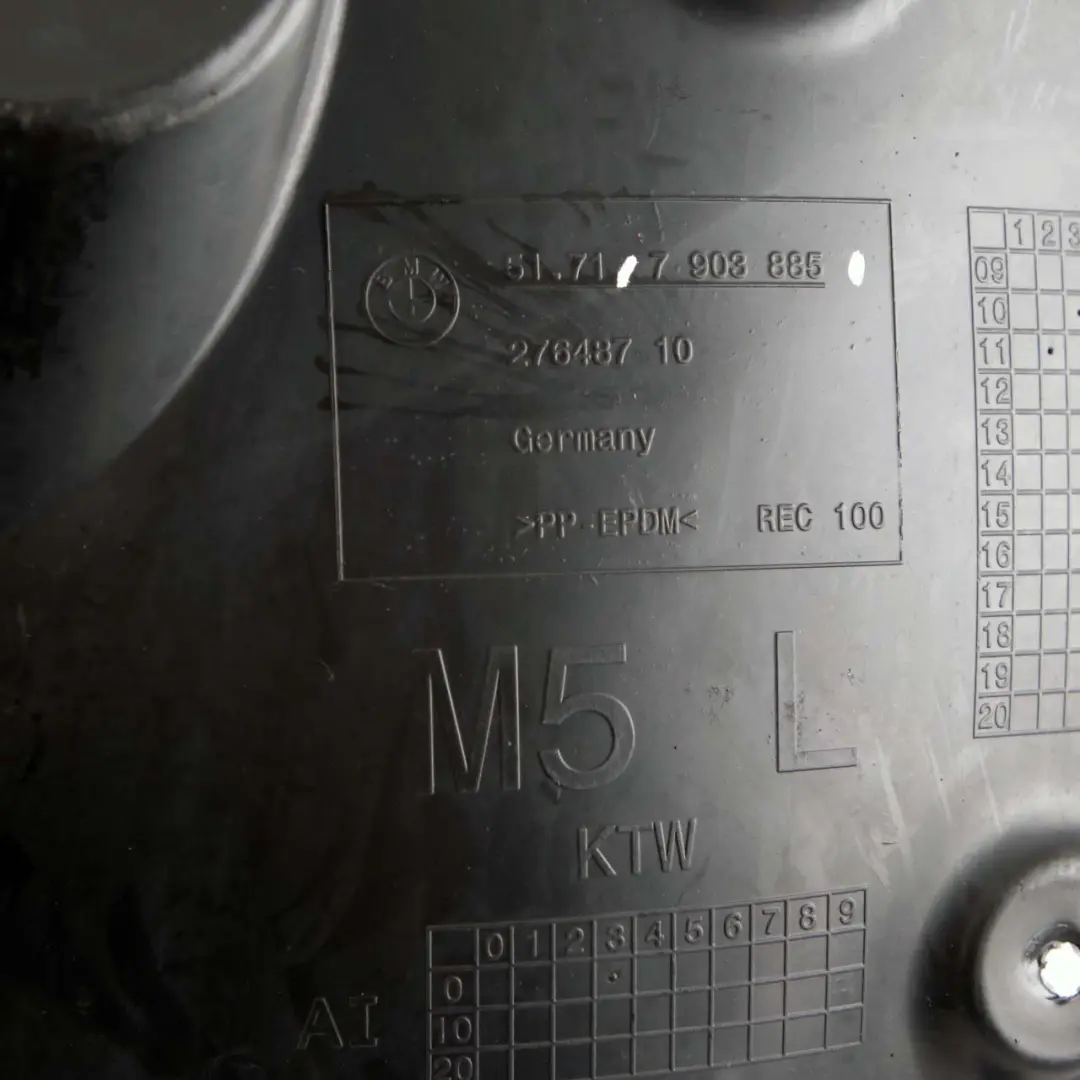 Arch Front Left N/S Rear Section Housing Cover Panel to BMW F10 M5 Wheel with Part number 7903885 BMW F10 M5 Wheel Arch Front Left N/S Rear Section Housing Cover Panel - SKU 7903885 - Part number 7903885