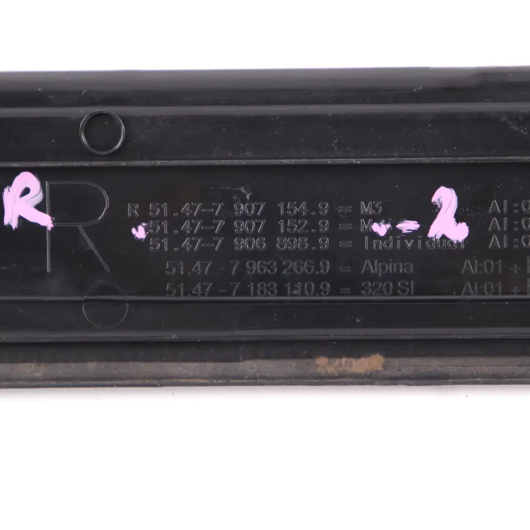 Entrance Strip M Sport Entry Cover Piece Front Right O/S to BMW E90 E91 with Part number 7907152 BMW E90 E91 Entrance Strip M Sport Entry Cover Piece Front Right O/S - SKU 7907152-3 - Part number 7907152