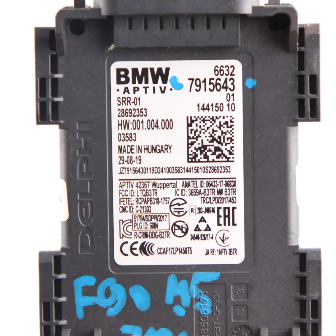 Czujnik Sensor Moduł Zmiany Pasa SRR-01 do BMW F40 G20 G21 G30 G31 o numerze 7915643 BMW F40 G20 G21 G30 G31 Czujnik Sensor Moduł Zmiany Pasa SRR-01 - SKU 7915643 - Numer Części 7915643