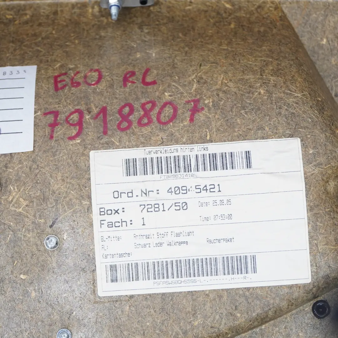 Tarjeta De PuertaBMW E60 Trasera Izquierda Forro Panel Tela Cuero Antracita para con número de pieza 7918807 Tarjeta De PuertaBMW E60 Trasera Izquierda Forro Panel Tela Cuero Antracita - SKU 7918807 - Número de pieza 7918807