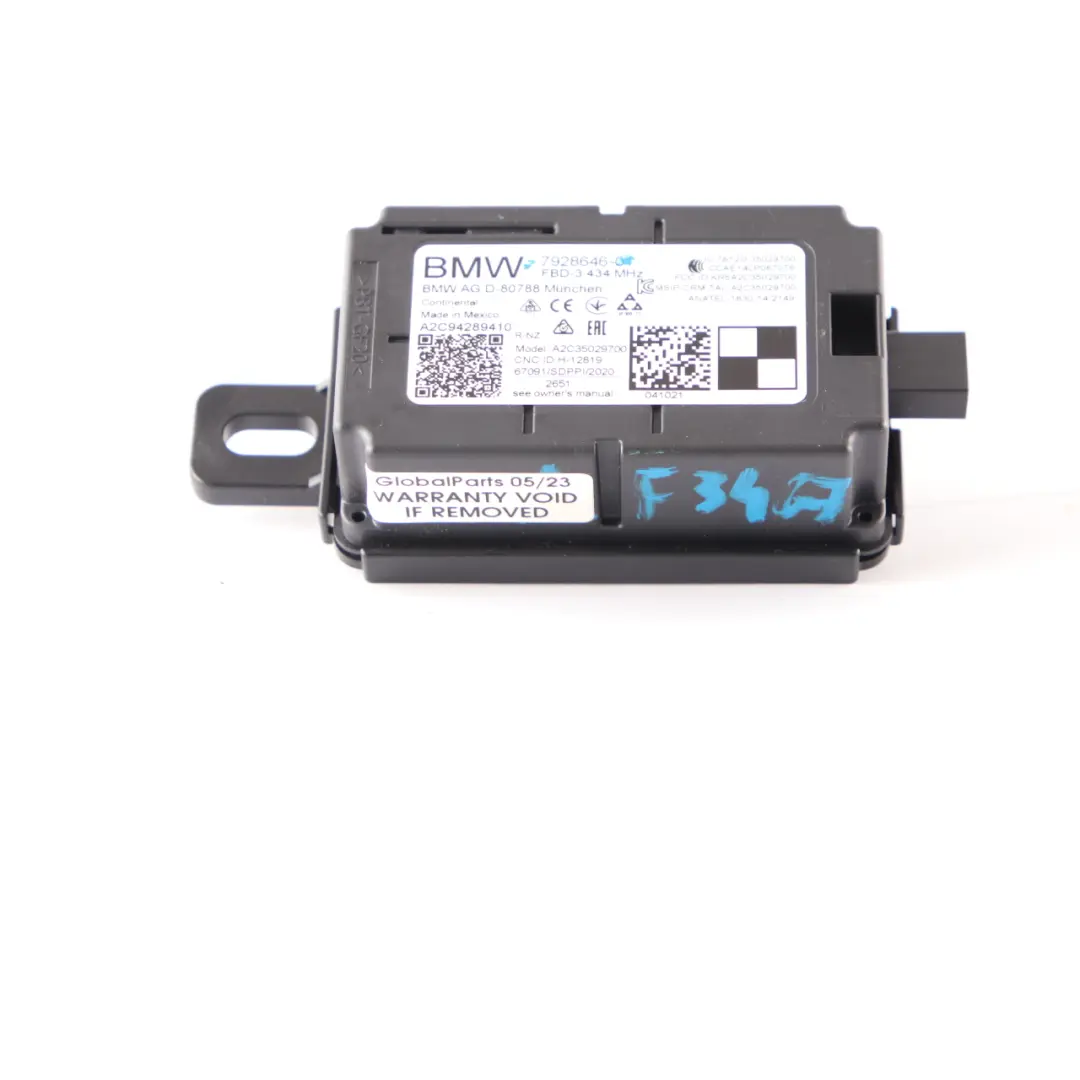 Funkfernbedienungseinheit Empfänger 434 MHZ für BMW F34 GT Mini F55 F56 F60 mit Teilenummer 7928646 BMW F34 GT Mini F55 F56 F60 Funkfernbedienungseinheit Empfänger 434 MHZ - SKU 7928646 - Teilenummer 7928646