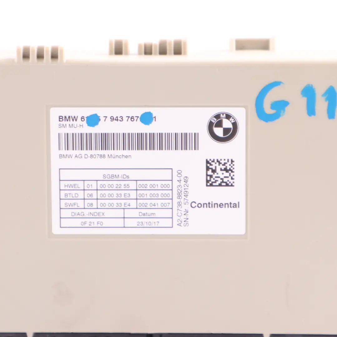 Control Module Unit 6135 to BMW G11 Seat with Part number 7943767 BMW G11 Seat Control Module Unit 6135 - SKU 7943767 - Part number 7943767