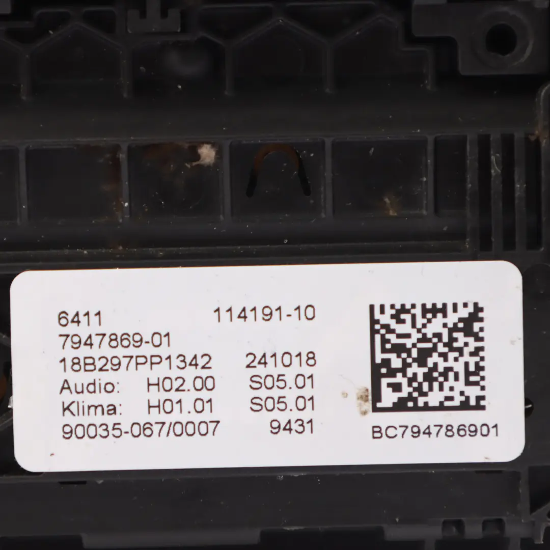 Climate Control Panel BMW G30 G31 Heater Air Con A/C Unit Switch to with Part number 7947869 Climate Control Panel BMW G30 G31 Heater Air Con A/C Unit Switch - SKU 7947869-1 - Part number 7947869