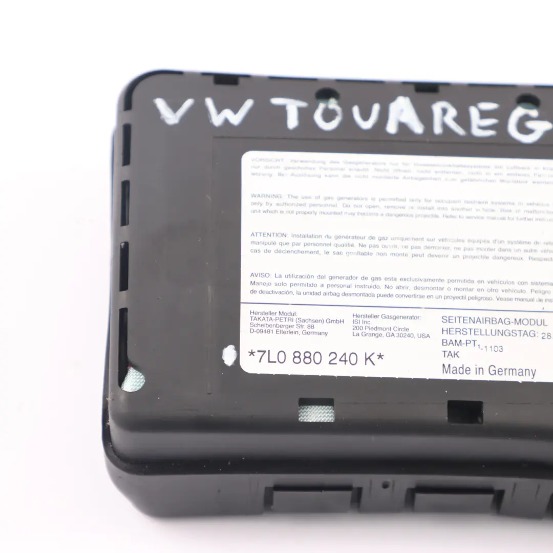 Volkswagen Touareg Airbag Lateral Delantero Derecho Asiento Air Bag - SKU 7L0880240K - Número de pieza 7L0880240K