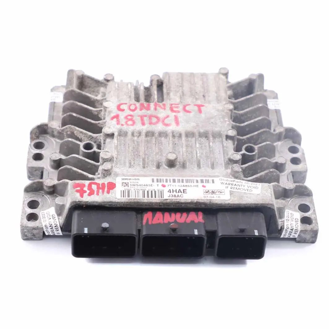 Módulo de Control Motor ECU Manual para Ford Transit Connect 1.8 TDCi con número de pieza 7T11-12A650-HE Ford Transit Connect 1.8 TDCi Módulo de Control Motor ECU Manual - SKU 7T11-12A650-HE - Número de pieza 7T11-12A650-HE