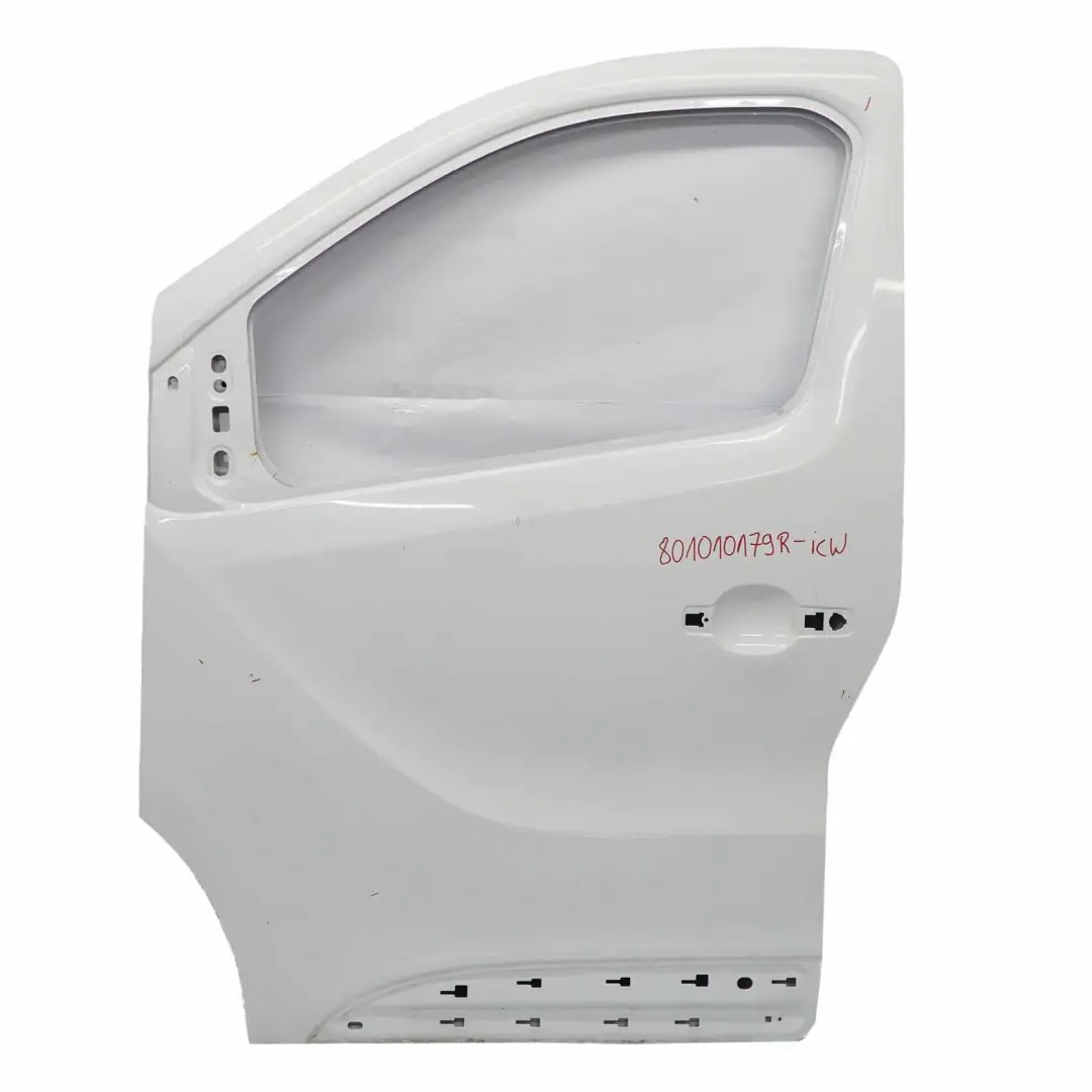 Mk3 Front Door Left N/S Door Cover Shell Ice White - 389 to Renault Trafic with Part number 801010179R Renault Trafic Mk3 Front Door Left N/S Door Cover Shell Ice White - 389 - SKU 801010179R-ICW - Part number 801010179R