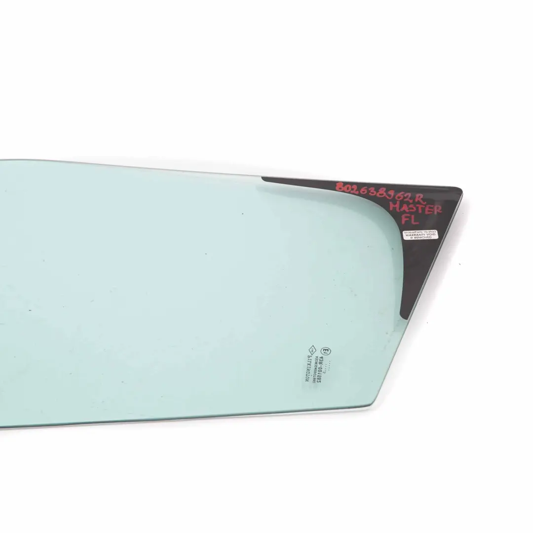 Vitre Renault Master III IV Triangle de porte avant gauche AS2 pour à propos du numéro de pièce 802638962R Vitre Renault Master III IV Triangle de porte avant gauche AS2 - SKU 802638962R - Numéro de pièce 802638962R