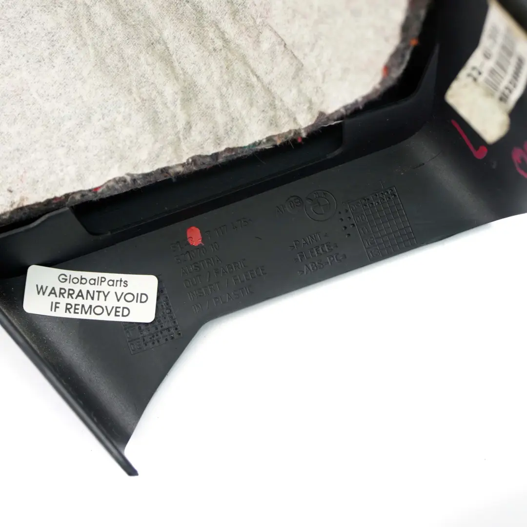 Columna C Pilar Cubierta Panel Trim Izquierda Negro 7117475 para BMW E91 Touring con número de pieza 8036245 BMW E91 Touring Columna C Pilar Cubierta Panel Trim Izquierda Negro 7117475 - SKU 8036245 - Número de pieza 8036245