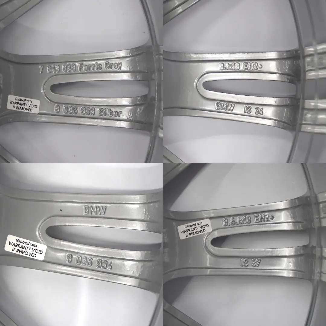 BMW 3 Series E90 E91 E92 E93 Complete Set 4x Wheel Rim 18" M Spider Spoke 193 - SKU 8036933/8036934 - Part number 8036933
