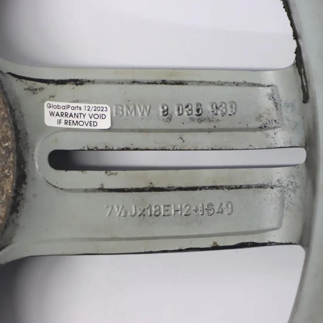 BMW E81 E87 Llanta de Aleación Delantera Negra 18" 7,5J M Doble Radio 208 - SKU 8036939-4 - Número de pieza 8036939