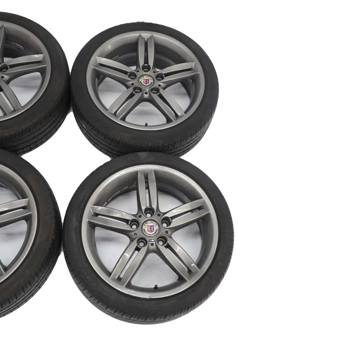 Grau Komplette 4 x Alufelgen Rad Felge 18" M Doppelspeiche 208 Reifen für BMW E87 mit Teilenummer 8036939 BMW E87 Grau Komplette 4 x Alufelgen Rad Felge 18" M Doppelspeiche 208 Reifen - SKU 8036939/8036940 SET - Teilenummer 8036939