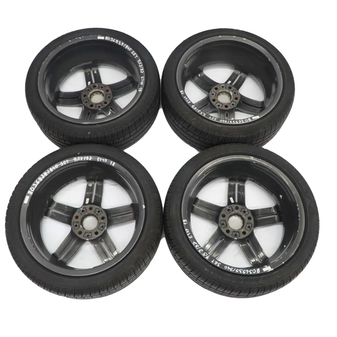 BMW E81 E87 Grey Complete Set 4x Wheel Alloy Rim Tyre 18" M Double Spoke 208 - SKU 8036939/8036940 SET - Part number 8036939