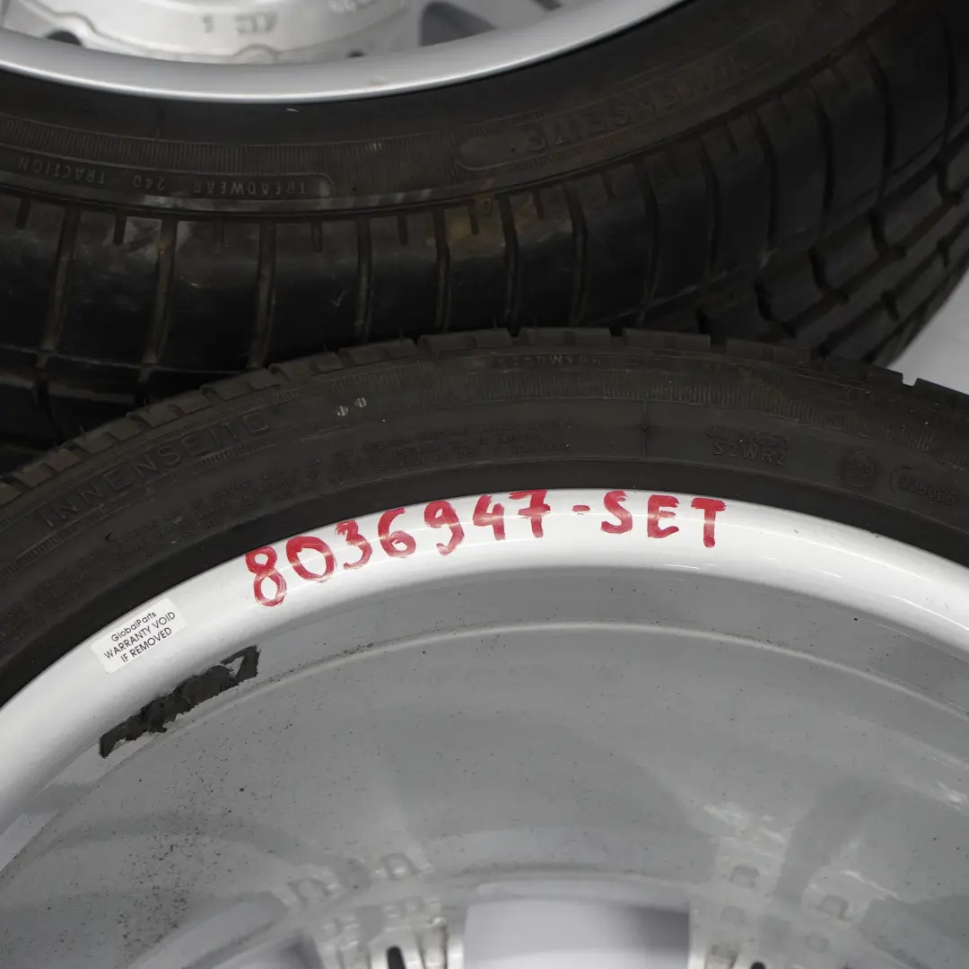 Complete Set 4x Wheels Tyres M Double Spoke 135 18" 8J ET:20 to BMW E60 E61 with Part number 8036947 BMW E60 E61 Complete Set 4x Wheels Tyres M Double Spoke 135 18" 8J ET:20 - SKU 8036947-SET - Part number 8036947