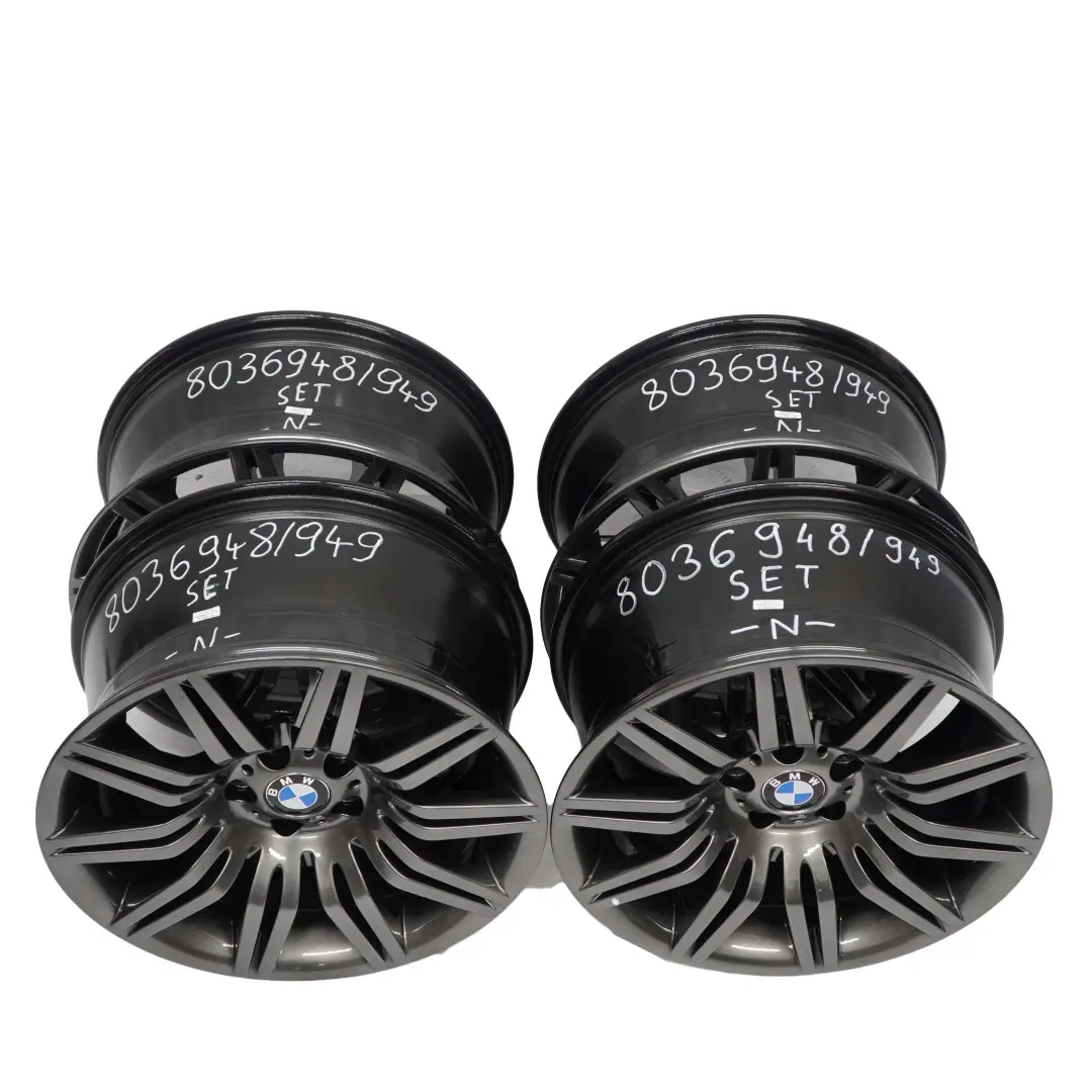 Grau Komplettes 4x Rad Alufelgen Alu Felge 19" M Doppelspeiche 172 für BMW E60 mit Teilenummer 8036948/8036949 BMW E60 Grau Komplettes 4x Rad Alufelgen Alu Felge 19" M Doppelspeiche 172 - SKU 8036948/8036949 - Teilenummer 8036948/8036949