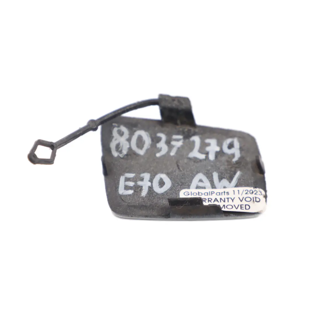 Towing Eye Hook Flap Cover Rear Left N/S Alpinweiss White 300 to BMW E70 M Sport with Part number 8037279 BMW E70 M Sport Towing Eye Hook Flap Cover Rear Left N/S Alpinweiss White 300 - SKU 8037279-AW - Part number 8037279