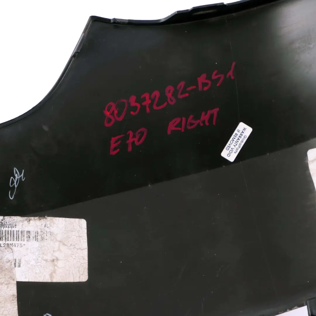 Bumper Right O/S Lateral Trim Panel Black Sapphire 475 to BMW X5 E70 M Sport Rear with Part number 8037282 BMW X5 E70 M Sport Rear Bumper Right O/S Lateral Trim Panel Black Sapphire 475 - SKU 8037282-BS1 - Part number 8037282