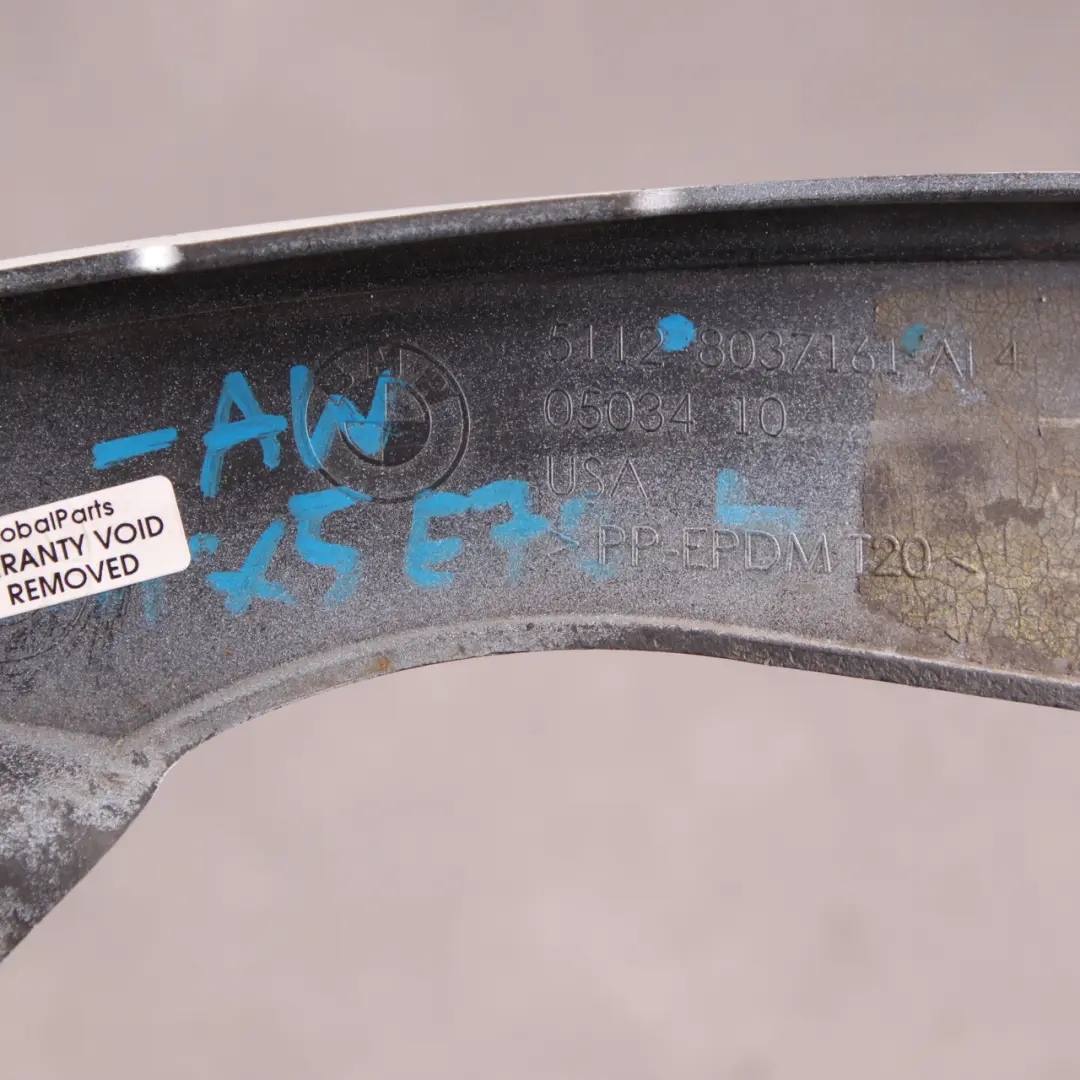 Arch Bumper Splash Shield Left N/S Alpine White 8037161 to BMW E70 M Sport Wheel with Part number 8037283 BMW E70 M Sport Wheel Arch Bumper Splash Shield Left N/S Alpine White 8037161 - SKU 8037283-AW - Part number 8037283