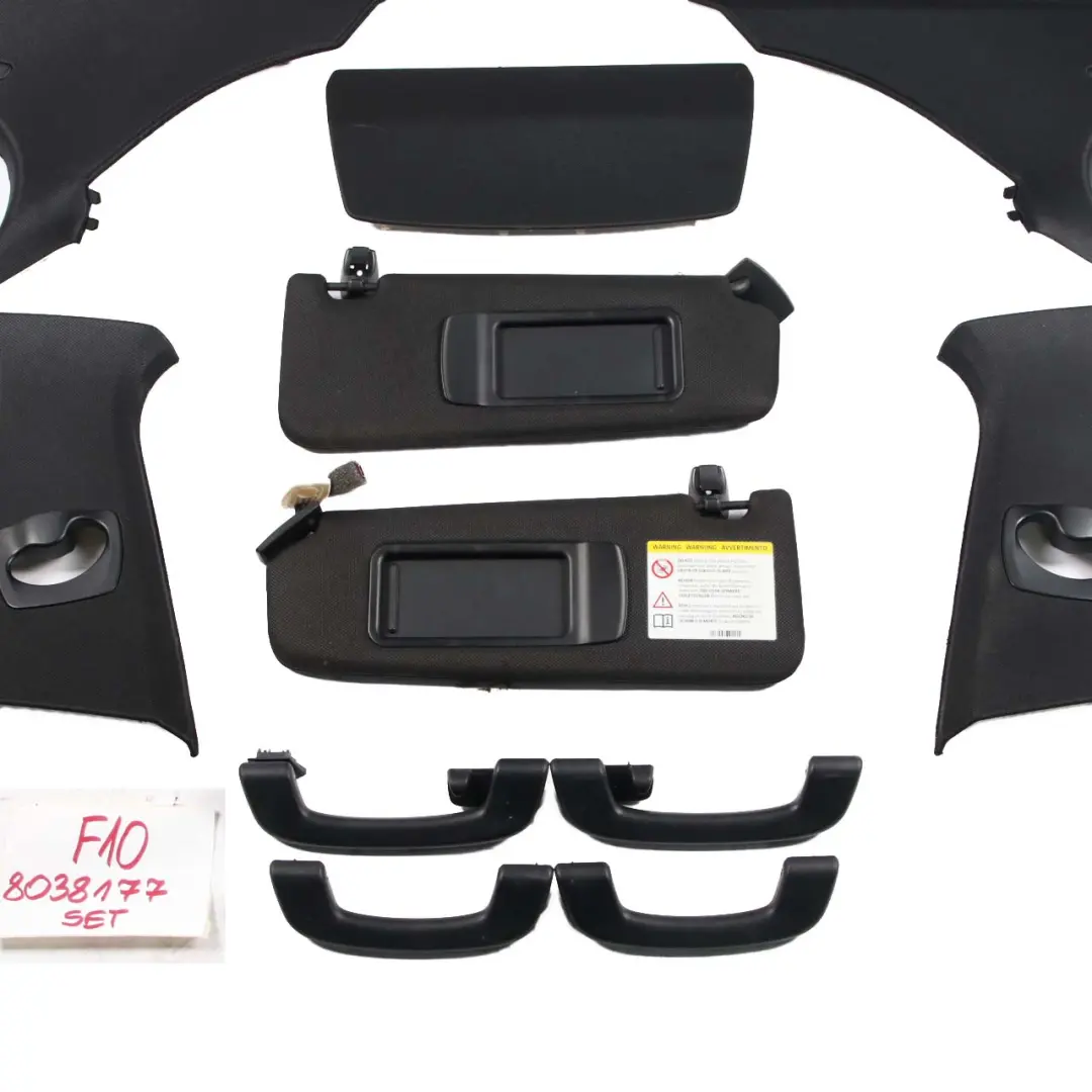 Complete Headlining Roof Lining Black M Sport + Pillars Handles to BMW F10 with Part number 8038177 BMW F10 Complete Headlining Roof Lining Black M Sport + Pillars Handles - SKU 8038177 - Part number 8038177