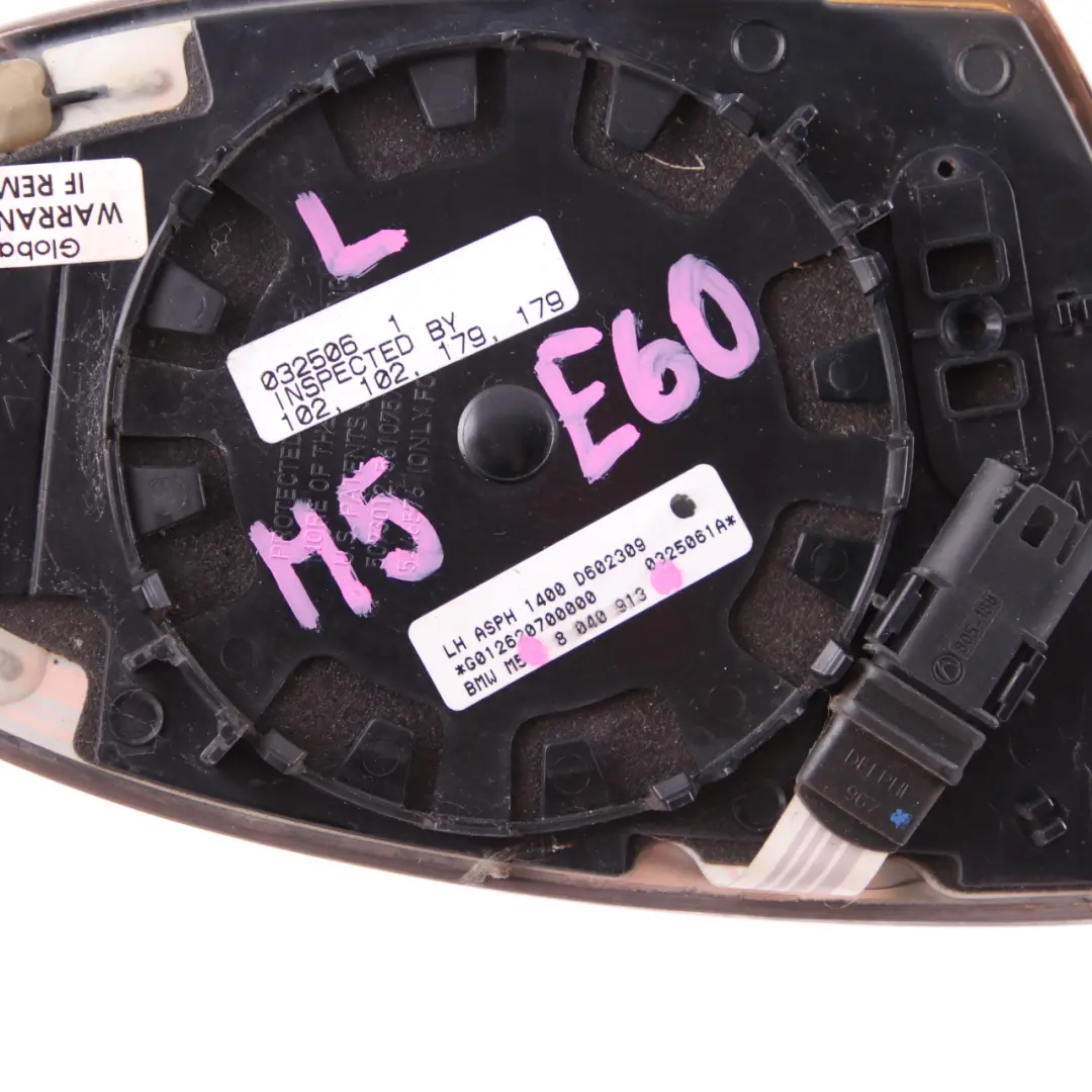 Electrochromic Auto Dip Left N/S Mirror Glass Wide Angle to BMW E60 E63 M5 M6 with Part number 8040913 BMW E60 E63 M5 M6 Electrochromic Auto Dip Left N/S Mirror Glass Wide Angle - SKU 8040913 - Part number 8040913