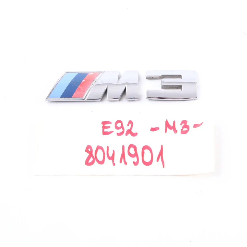 Boot Trunk Lid Adhered Lettering Emblem Logo to BMW E90 E92 E93 M3 Rear with Part number 8041901 BMW E90 E92 E93 M3 Rear Boot Trunk Lid Adhered Lettering Emblem Logo - SKU 8041901 - Part number 8041901