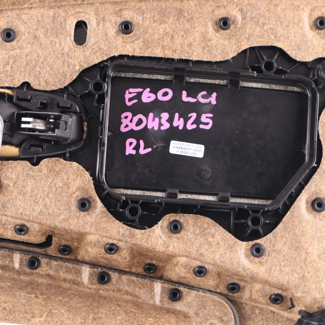 Door Card E61 LCI Rear Left N/S Lining Trim Cloth Flashlight to BMW E60 LCI with Part number 8043425 BMW E60 LCI Door Card E61 LCI Rear Left N/S Lining Trim Cloth Flashlight - SKU 8043425 - Part number 8043425