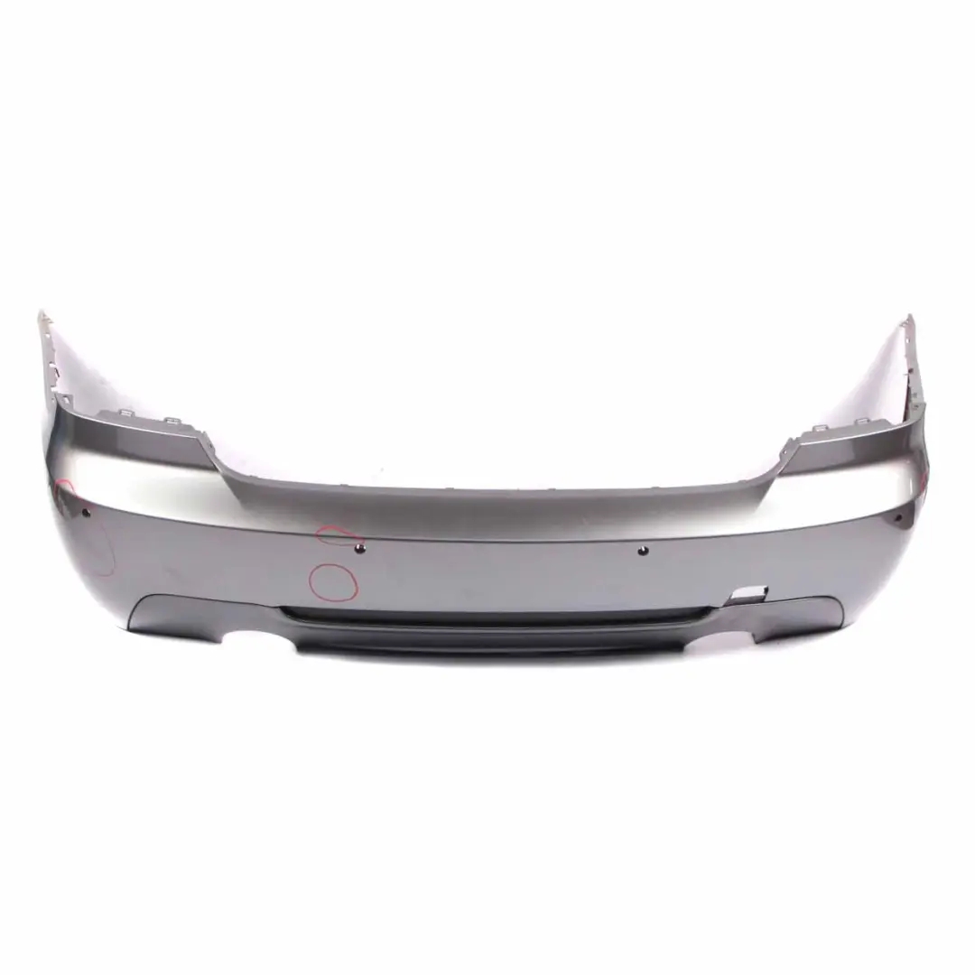 Bumper BMW E92 E93 335i 335d M Sport PDC Spacegrau Grey - A52 to Rear with Part number 8044934 Rear Bumper BMW E92 E93 335i 335d M Sport PDC Spacegrau Grey - A52 - SKU 8044934-SCG2 - Part number 8044934