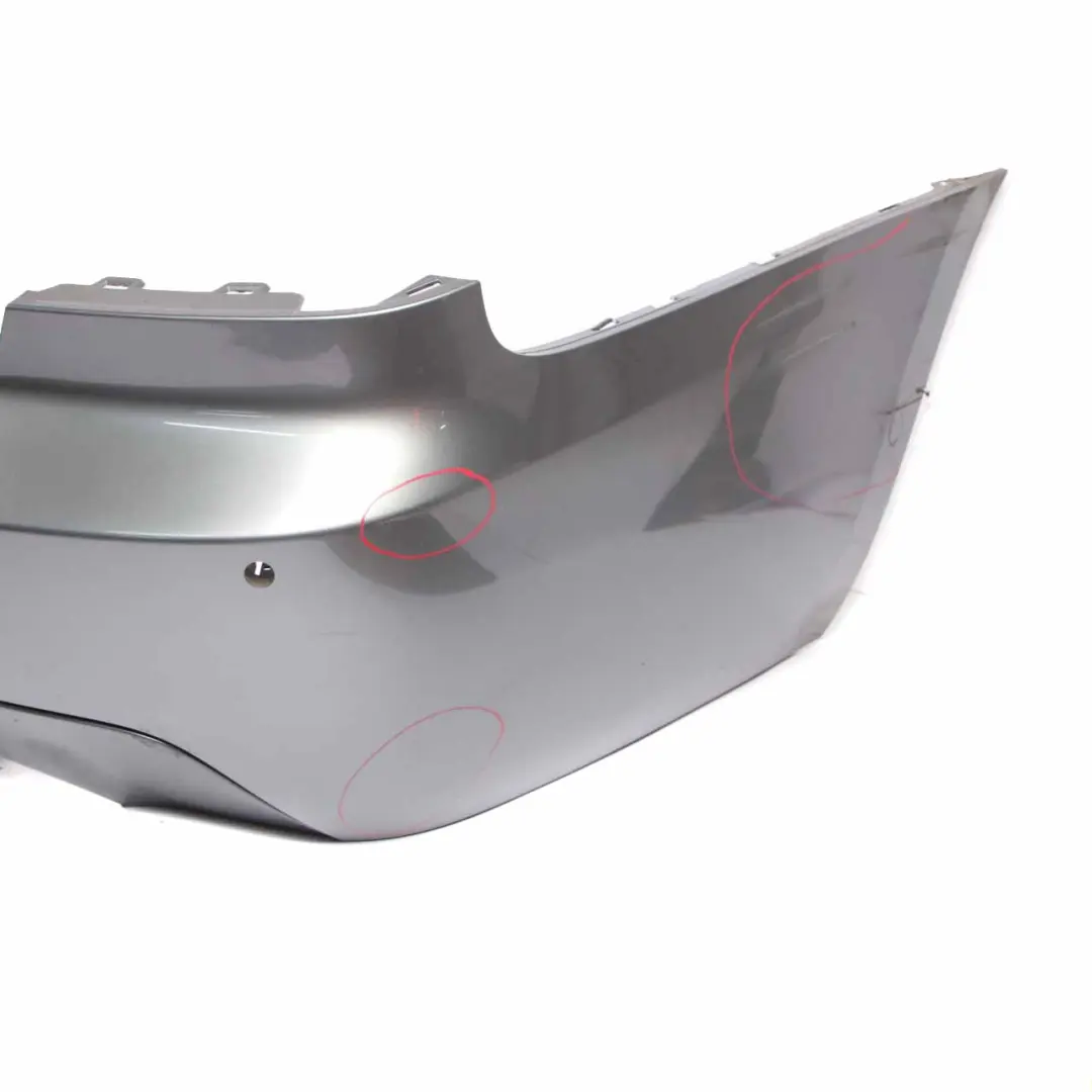 Bumper BMW E92 E93 335i 335d M Sport PDC Spacegrau Grey - A52 to Rear with Part number 8044934 Rear Bumper BMW E92 E93 335i 335d M Sport PDC Spacegrau Grey - A52 - SKU 8044934-SCG2 - Part number 8044934