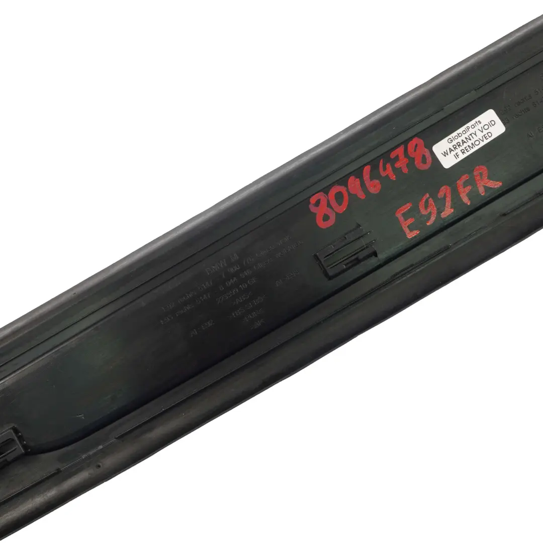 Delantero Derecho Puerta Entrada Sill Tapa para BMW E92 E93 M Sport con número de pieza 7900776 BMW E92 E93 M Sport Delantero Derecho Puerta Entrada Sill Tapa - SKU 8046478 - Número de pieza 7900776