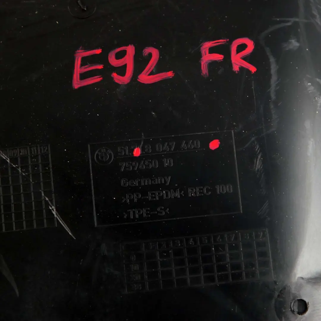 BMW E92 E93 LCI Vorne Rechts Abdeckung Radkastengehäuse Liner - SKU 8047460 - Teilenummer 8047460
