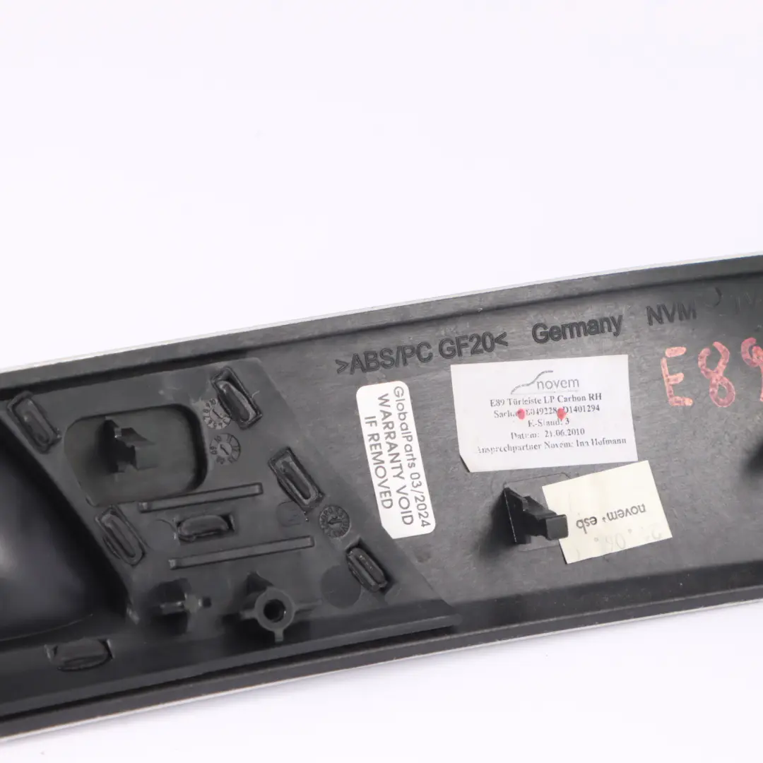 BMW Z4 E89 Klamka Wewnętrzna Drzwi Prawy Przód Alu Carbon - SKU 8049228 - Numer Części 8049228