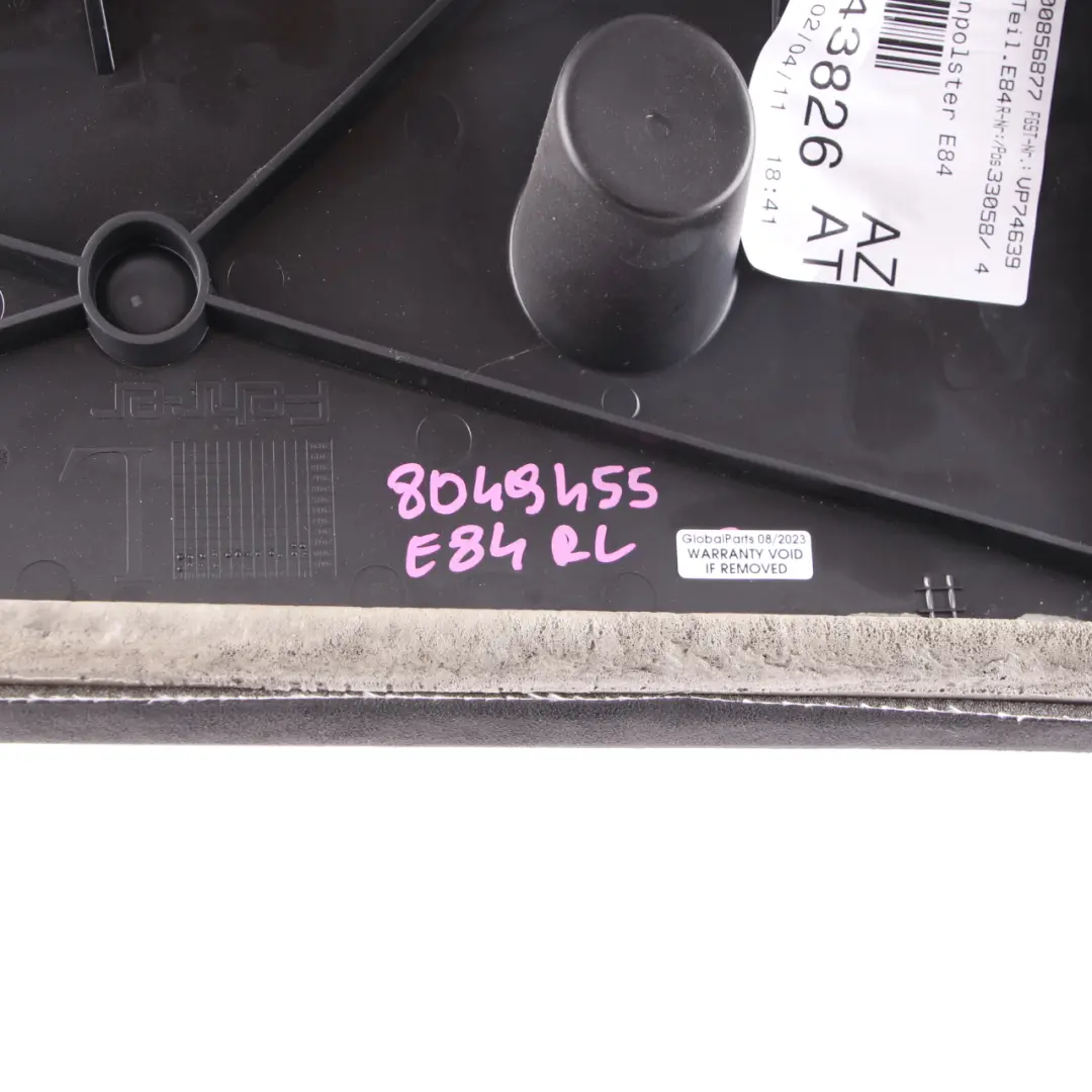 Dossier de siège arrière gauche Finisseur latéral en tissu Anthracite pour BMW X1 E84 à propos du numéro de pièce 8049455 BMW X1 E84 Dossier de siège arrière gauche Finisseur latéral en tissu Anthracite - SKU 8049455 - Numéro de pièce 8049455