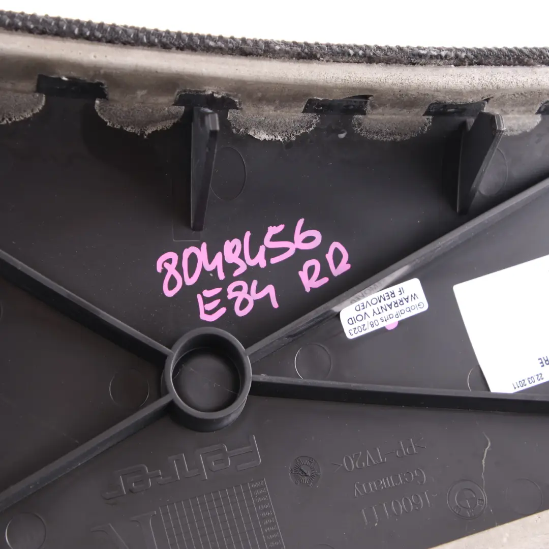 Backrest Right O/S Side Lateral Finisher Cloth Anthracite to BMW X1 E84 Rear Seat with Part number 8049456 BMW X1 E84 Rear Seat Backrest Right O/S Side Lateral Finisher Cloth Anthracite - SKU 8049456 - Part number 8049456