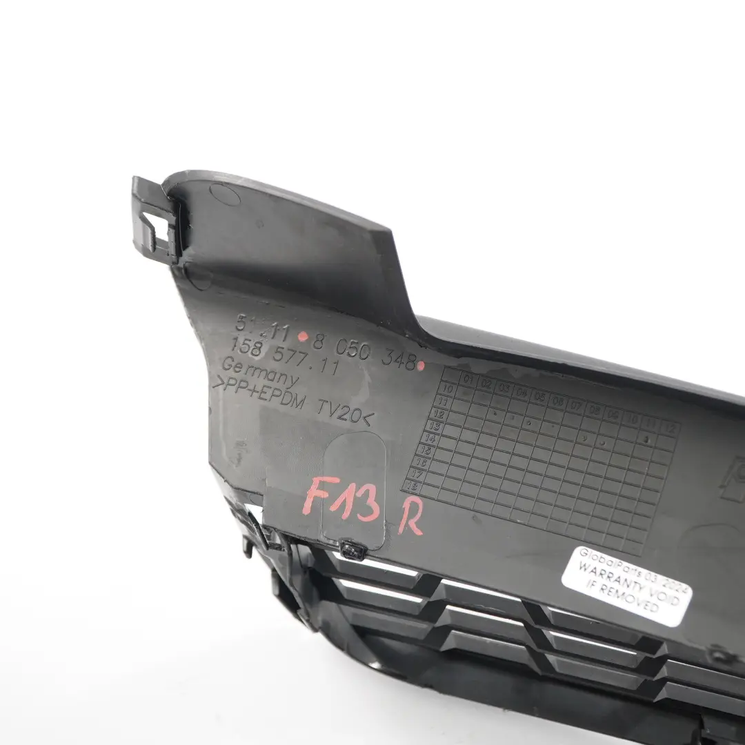 Pare-chocs Grille BMW F12 F13 M Sport Avant Droit Couvercle inférieur pour à propos du numéro de pièce 8050348 Pare-chocs Grille BMW F12 F13 M Sport Avant Droit Couvercle inférieur - SKU 8050348 - Numéro de pièce 8050348