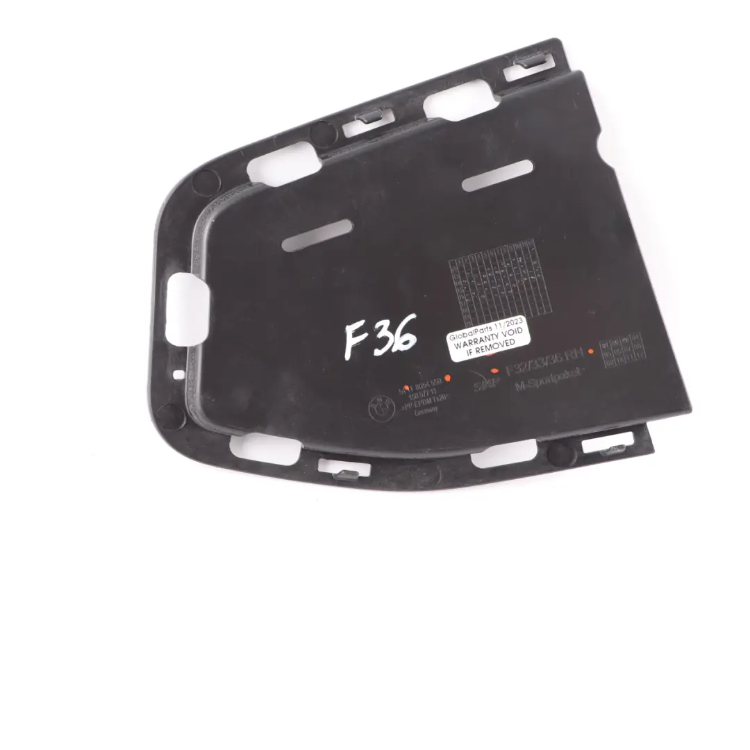 MSport Parachoques Delantero rejilla Cubierta Derecha Trim Panel para BMW F36 con número de pieza 8054550 BMW F36 MSport Parachoques Delantero rejilla Cubierta Derecha Trim Panel - SKU 8054550 - Número de pieza 8054550