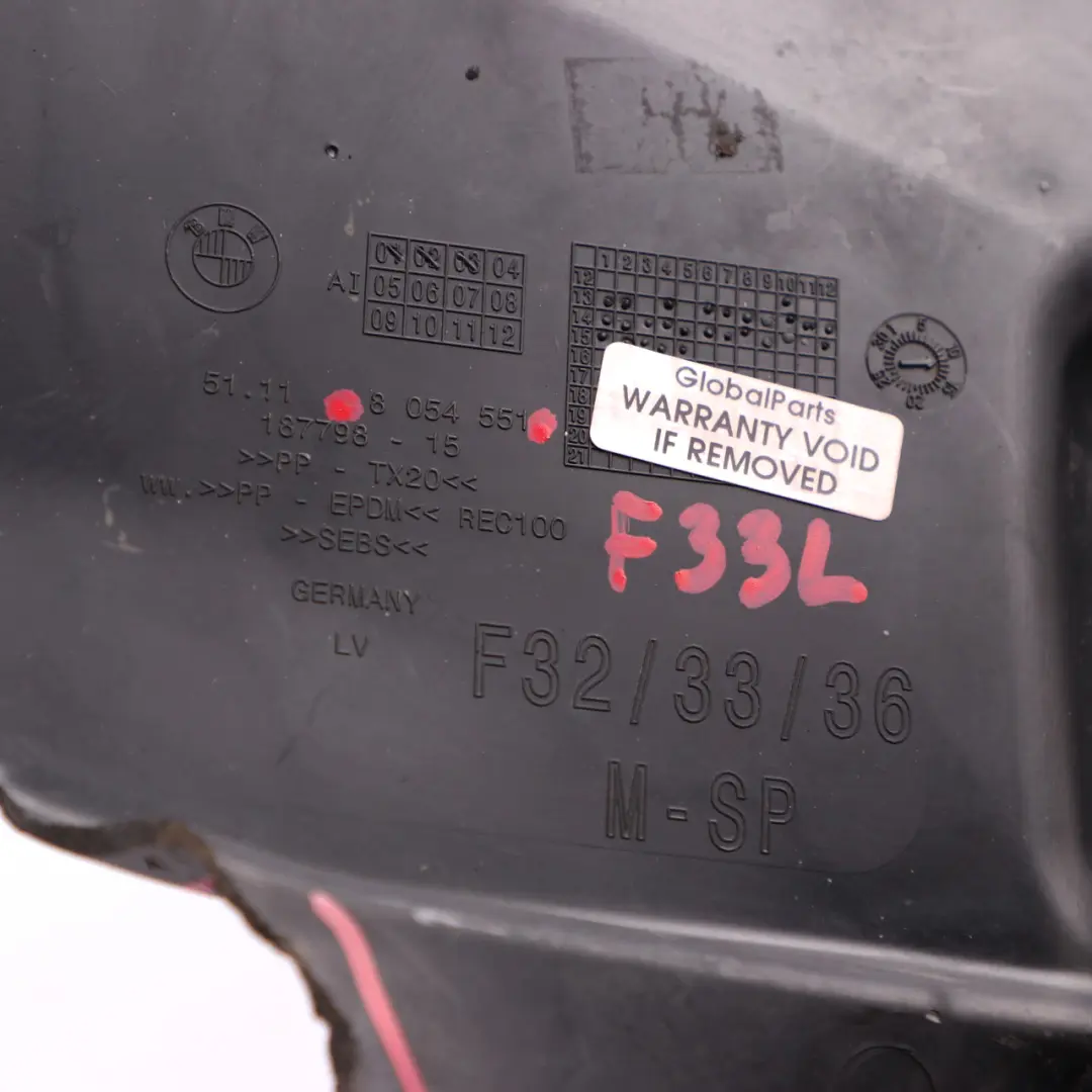 Trójkąt Nadkole Zaślepka Osłona Koła Lewa do BMW F32 F33 M Sport o numerze 8054551 BMW F32 F33 M Sport Trójkąt Nadkole Zaślepka Osłona Koła Lewa - SKU 8054551 - Numer Części 8054551