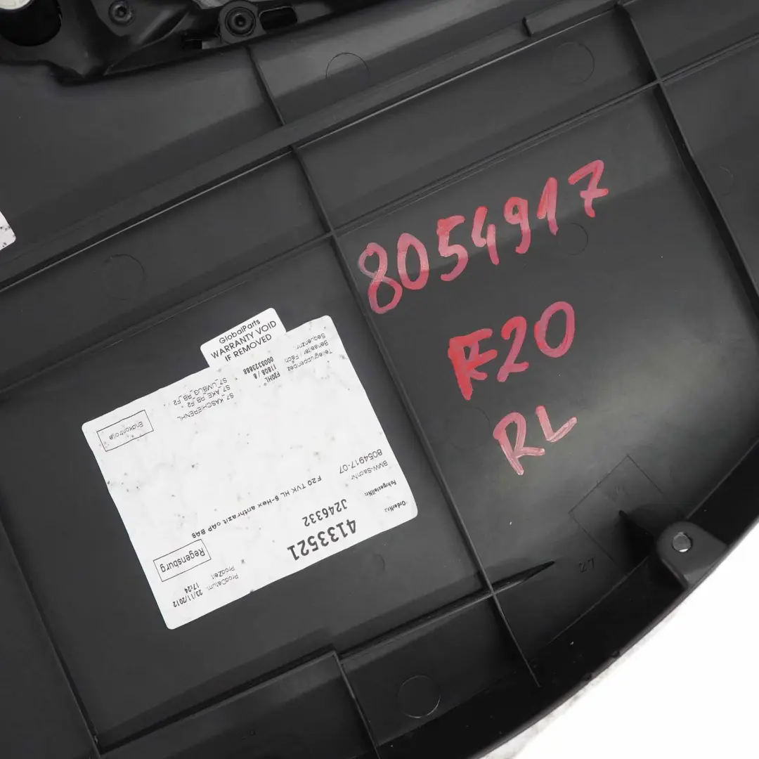 Tarjeta de Puerta Trasera Izquierda Forro Tela Alcántara Antracita para BMW F20 con número de pieza 8054917 BMW F20 Tarjeta de Puerta Trasera Izquierda Forro Tela Alcántara Antracita - SKU 8054917-1 - Número de pieza 8054917