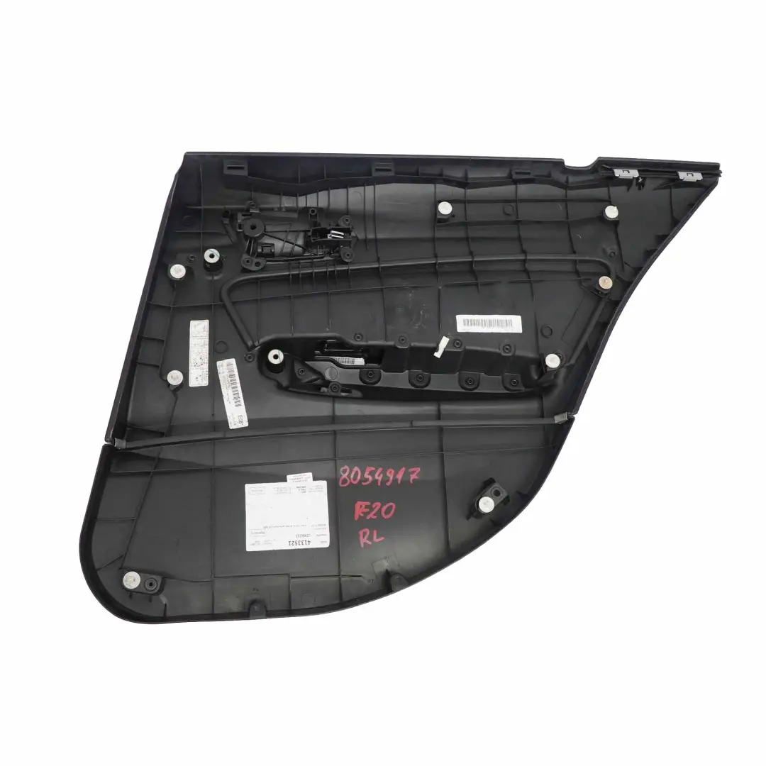 Tarjeta de Puerta Trasera Izquierda Forro Tela Alcántara Antracita para BMW F20 con número de pieza 8054917 BMW F20 Tarjeta de Puerta Trasera Izquierda Forro Tela Alcántara Antracita - SKU 8054917-1 - Número de pieza 8054917