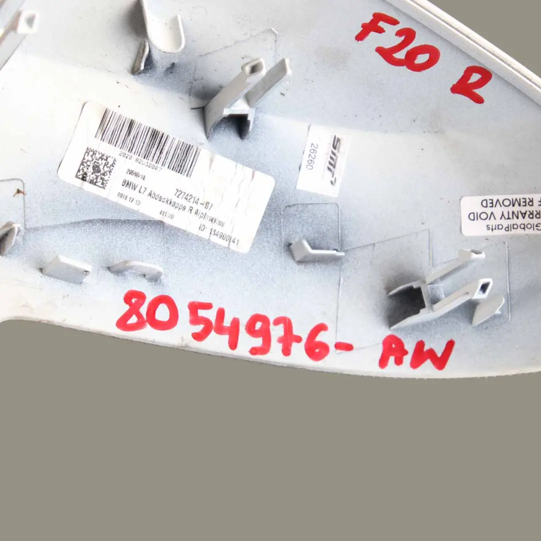 Wing Mirror Cover Cap Casing Right O/S Alpinweiss Alpine White 300 to BMW F20 F21 with Part number 8054978 BMW F20 F21 Wing Mirror Cover Cap Casing Right O/S Alpinweiss Alpine White 300 - SKU 8054978-AW - Part number 8054978