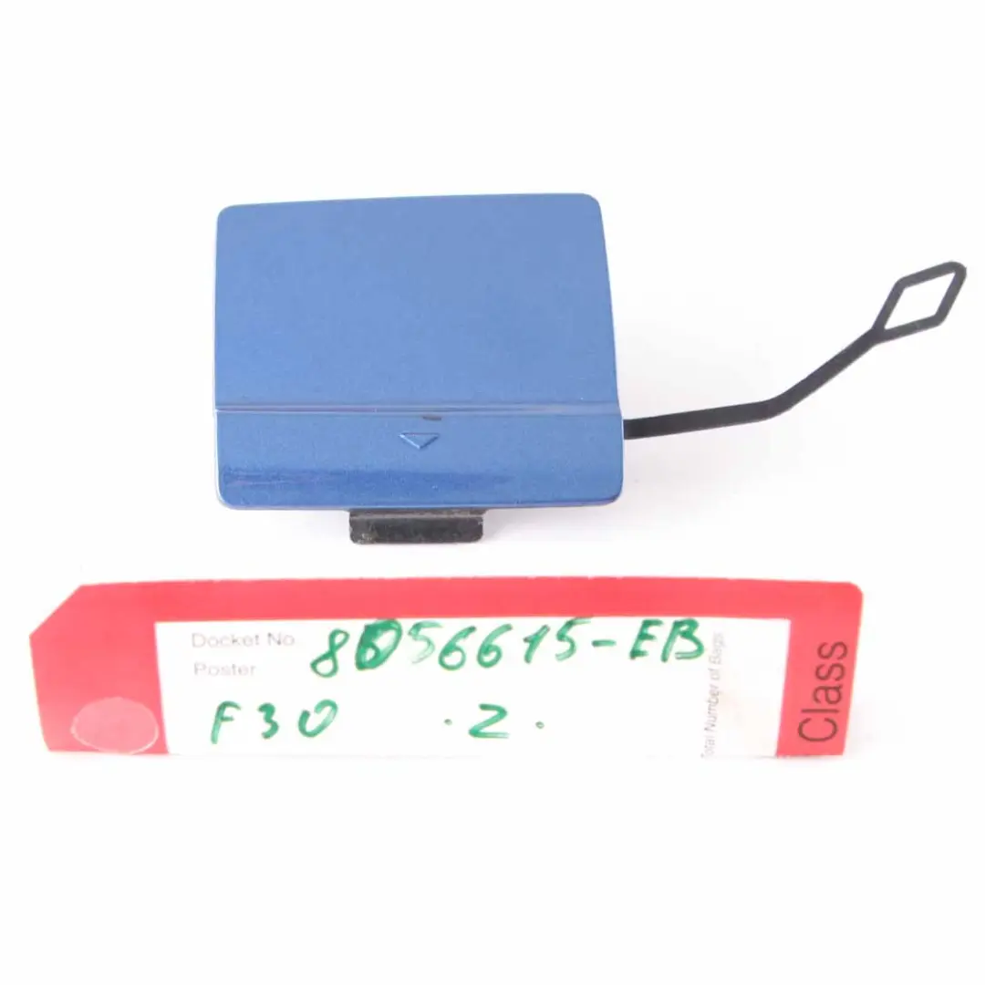 Bumper Flap M Sport Towing Eye Estoril Blue Metallic - B45 8054199 to BMW F30 Rear with Part number 8056615 BMW F30 Rear Bumper Flap M Sport Towing Eye Estoril Blue Metallic - B45 8054199 - SKU 8056615-EB - Part number 8056615