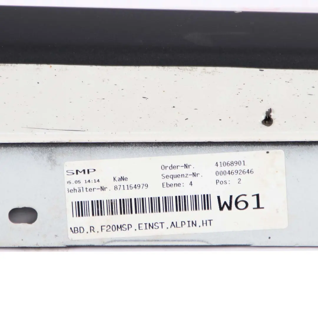 Side Skirt BMW F20 M Sport Sill Strip Cover Right O/S Alpine White - 300 to with Part number 8056816 Side Skirt BMW F20 M Sport Sill Strip Cover Right O/S Alpine White - 300 - SKU 8056816-AW1 - Part number 8056816