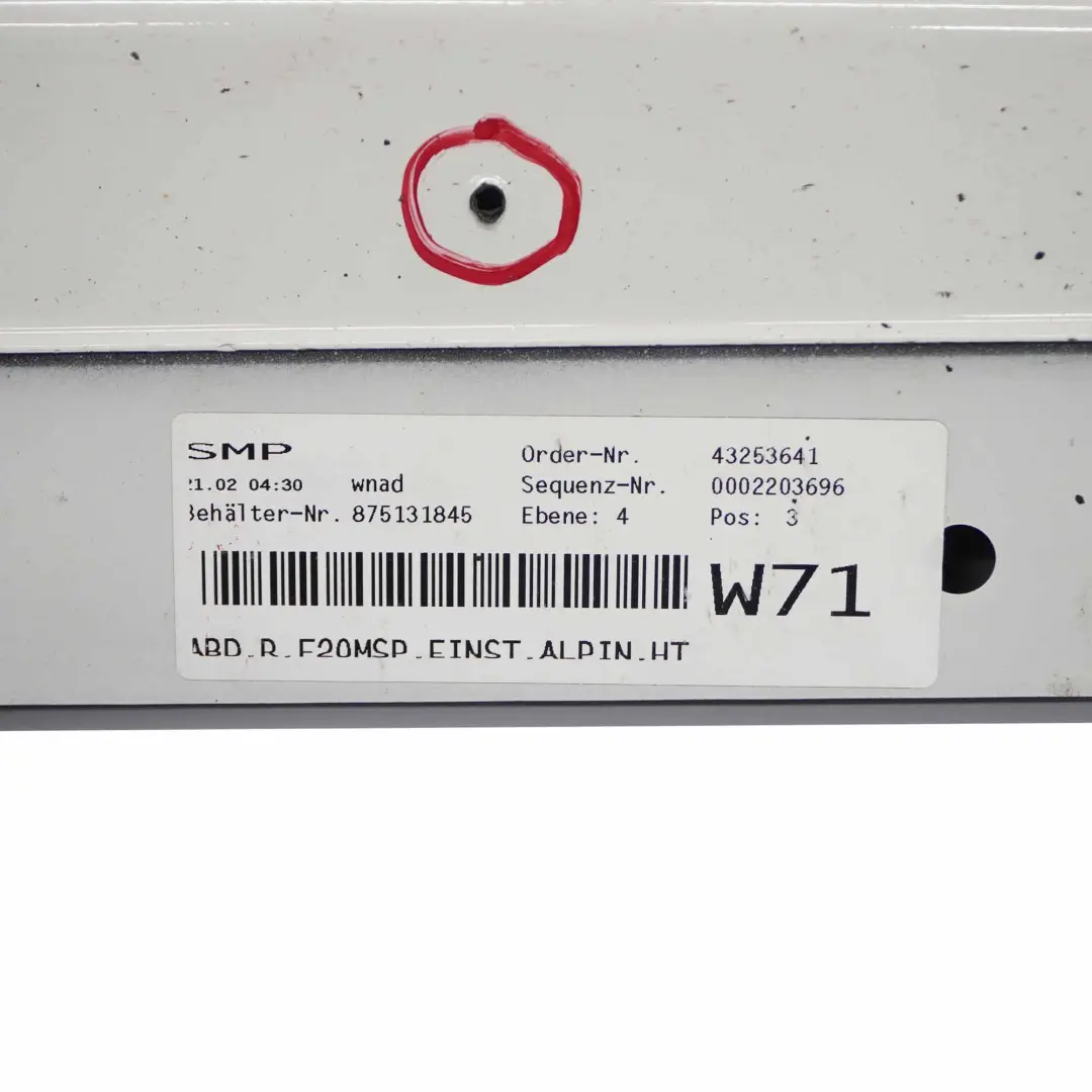 Listwa Progu Prawa M-Pakiet Alpinweiss 3 do BMW F20 o numerze 8056816 BMW F20 Listwa Progu Prawa M-Pakiet Alpinweiss 3 - SKU 8056816-AW - Numer Części 8056816