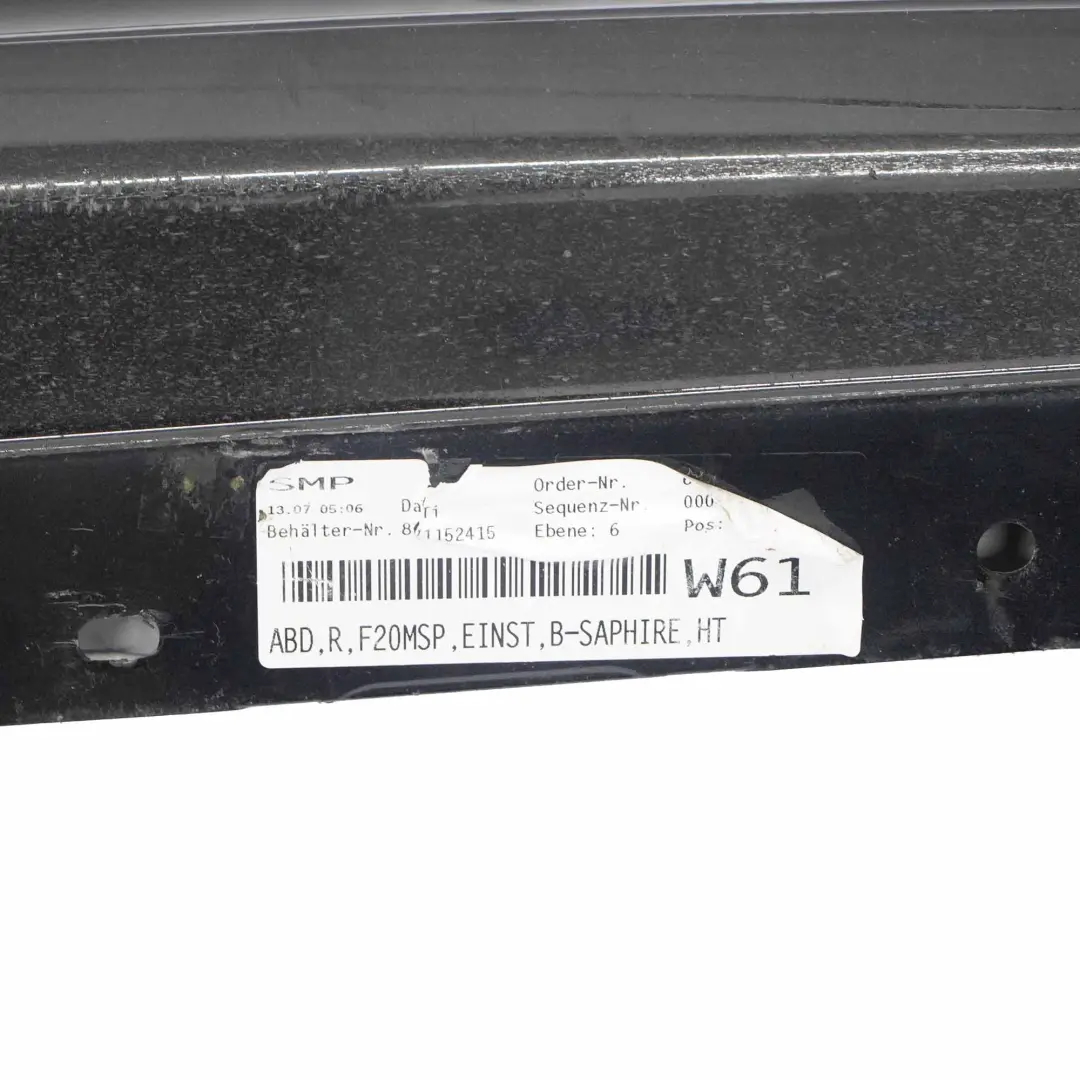 BMW F20 Side Skirt Cover M Sport Sill Strip Derecha Negro Zafiro - 475 - SKU 8056816-BS2 - Número de pieza 8056816