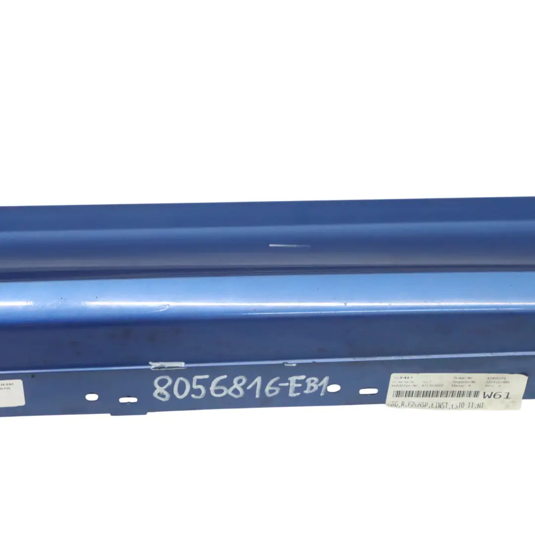Sill Strip Side Skirt Cover Right O/S Estorilblau Blue - B45 to BMW F20 M Sport with Part number 8056816 BMW F20 M Sport Sill Strip Side Skirt Cover Right O/S Estorilblau Blue - B45 - SKU 8056816-EB1 - Part number 8056816