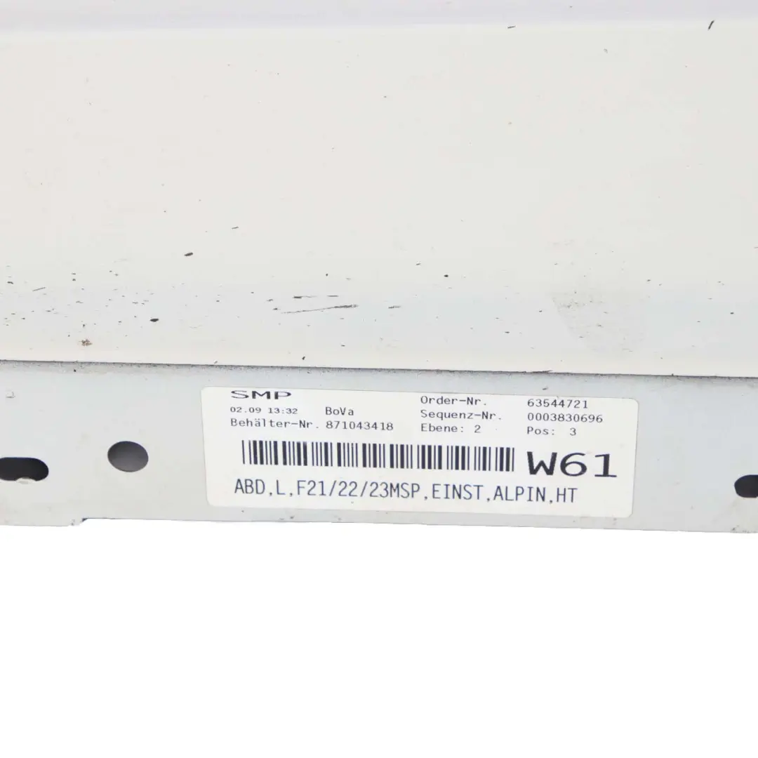 Sill Strip Side Skirt Left N/S Alpinweiss White 300 to BMW 1 2 F21 F22 M Sport with Part number 8056817 BMW 1 2 F21 F22 M Sport Sill Strip Side Skirt Left N/S Alpinweiss White 300 - SKU 8056817-AW1 - Part number 8056817