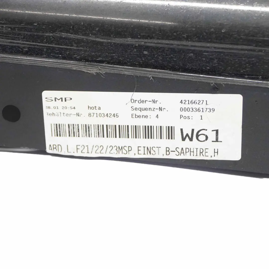 Side Skirt BMW F21 F22 M Sport Sill Strip Left N/S Black Sapphire Metallic - 475 to with Part number 8056817 Side Skirt BMW F21 F22 M Sport Sill Strip Left N/S Black Sapphire Metallic - 475 - SKU 8056817-BS - Part number 8056817