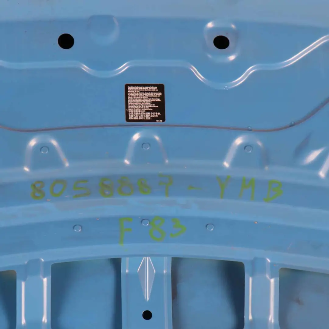 Hood Bonnet BMW F30 M3 F82 F83 M4 Covering Panel Yas Marina Blue Metallic - B68 to with Part number 8058887 Hood Bonnet BMW F30 M3 F82 F83 M4 Covering Panel Yas Marina Blue Metallic - B68 - SKU 8058887-YMB - Part number 8058887