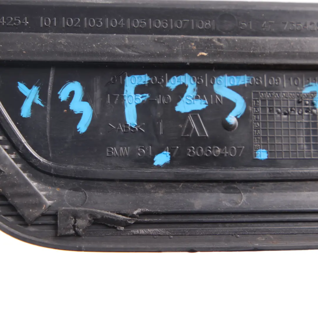 Entrance Cover BMW X3 F25 X4 F26 Rear Door Sill Step Plate M Sport Trim to with Part number 8060407 Entrance Cover BMW X3 F25 X4 F26 Rear Door Sill Step Plate M Sport Trim - SKU 8060407 - Part number 8060407