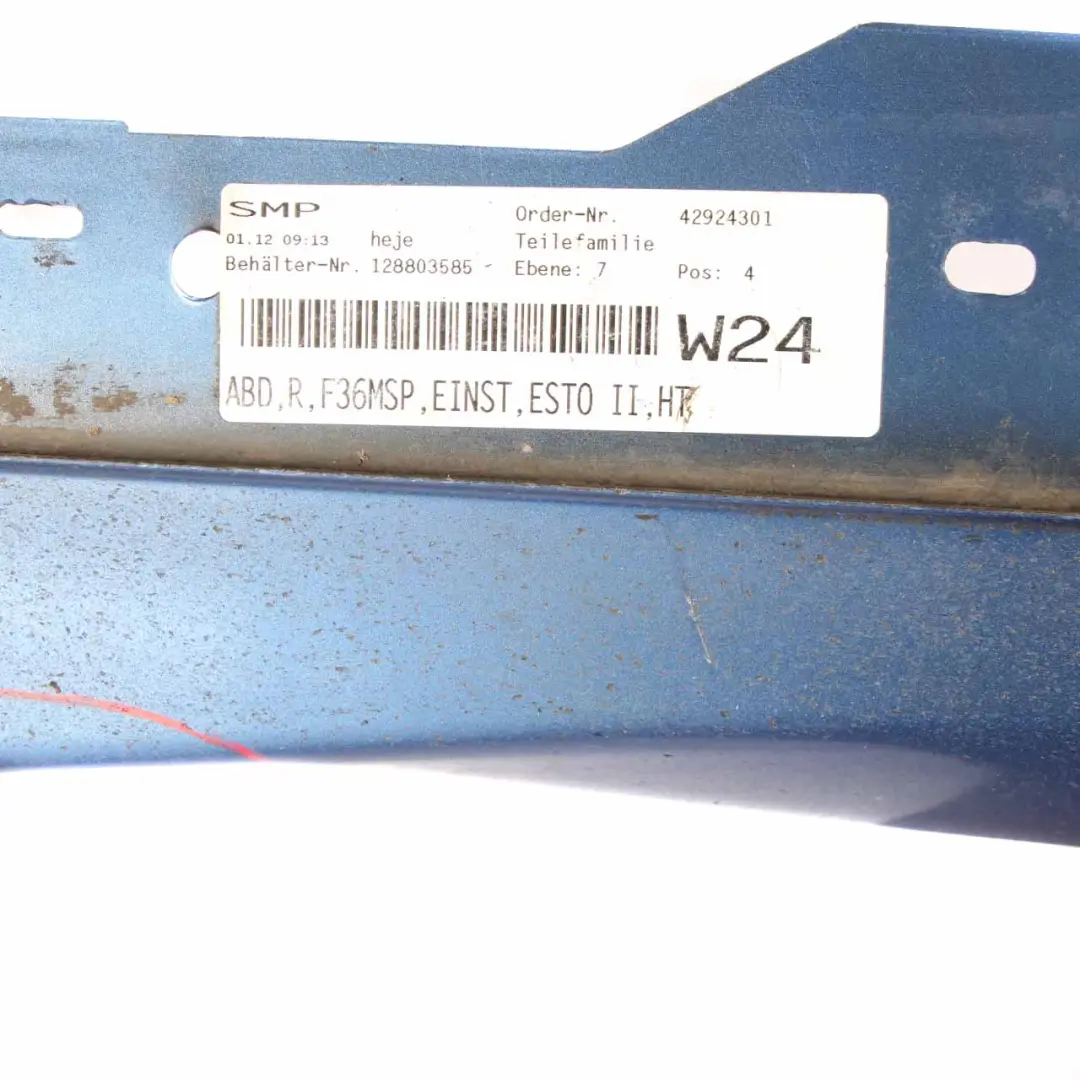 Side Skirt M Sport Sill Strip Right O/S Estorilblau Blue Metallic - B45 to BMW F36 with Part number 8061488 BMW F36 Side Skirt M Sport Sill Strip Right O/S Estorilblau Blue Metallic - B45 - SKU 8061488-EB - Part number 8061488