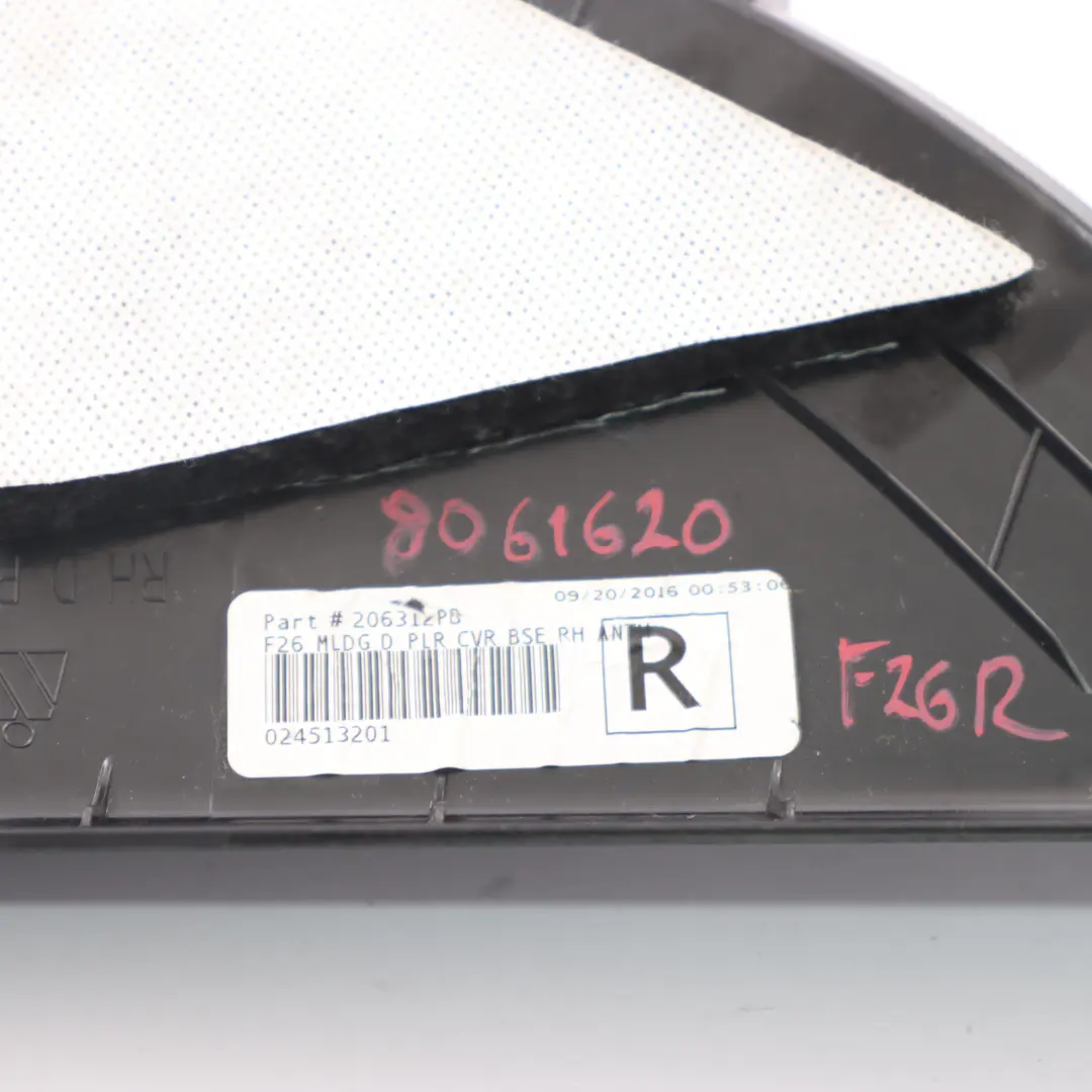 BMW X4 F26 D Pillar Cover Rear Right O/S Column Interior Trim Black - SKU 8061620 - Part number 8061620