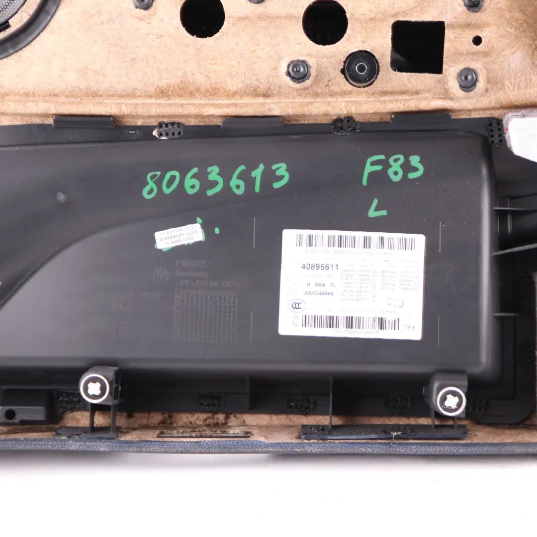 Door Card BMW F82 F83 M4 Front Left N/S Door Lining Leather Merino Sakhir Orange to with Part number 8063613 Door Card BMW F82 F83 M4 Front Left N/S Door Lining Leather Merino Sakhir Orange - SKU 8063613 - Part number 8063613